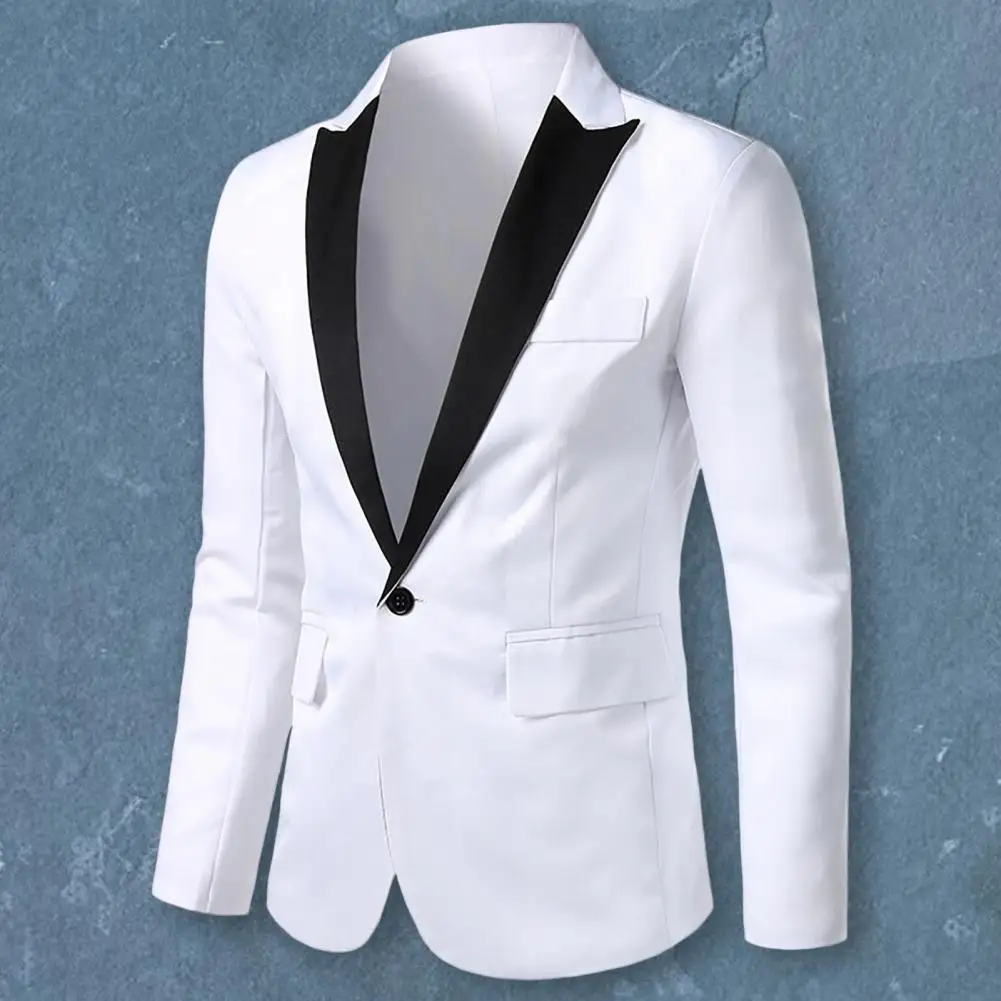 

Formal Formal Blazer Male Suit Coat Turndown Collar Loose Contrast Color Suit Coat One Button