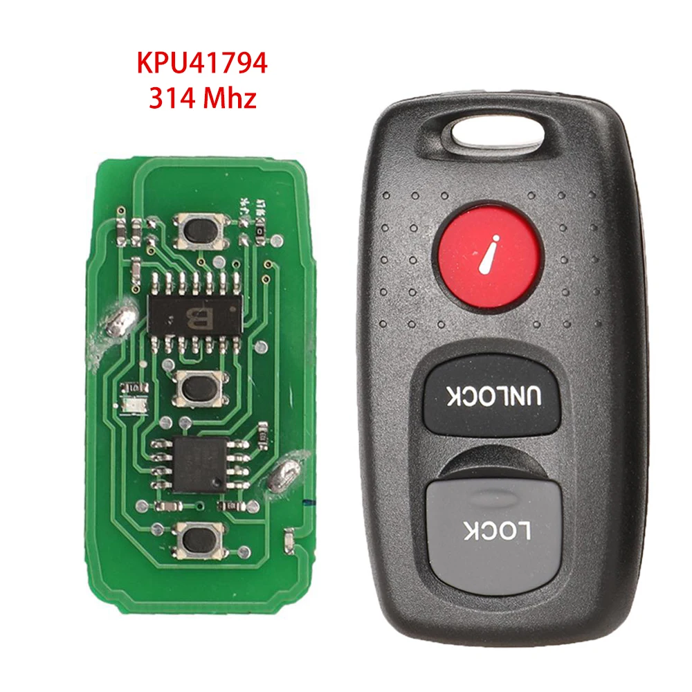 Jingyuqin - Nueva Llave Remota para Auto con 3 Botones, KPU41794, 314MHz, para Mazda 2, 3, 6, Atenza, MPV, Protege 5, Entrada Inteligente sin Llave, Repuesto