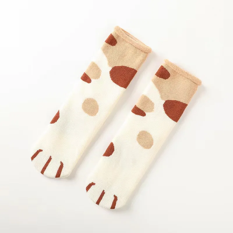 6 pairs Frauen Socken Winter Katze Pfote Dick Terry-schleife Strumpfwaren Warme Tier Nette Socke Heißer Nette Mädchen Weichen boden Socken Drop verschiffen