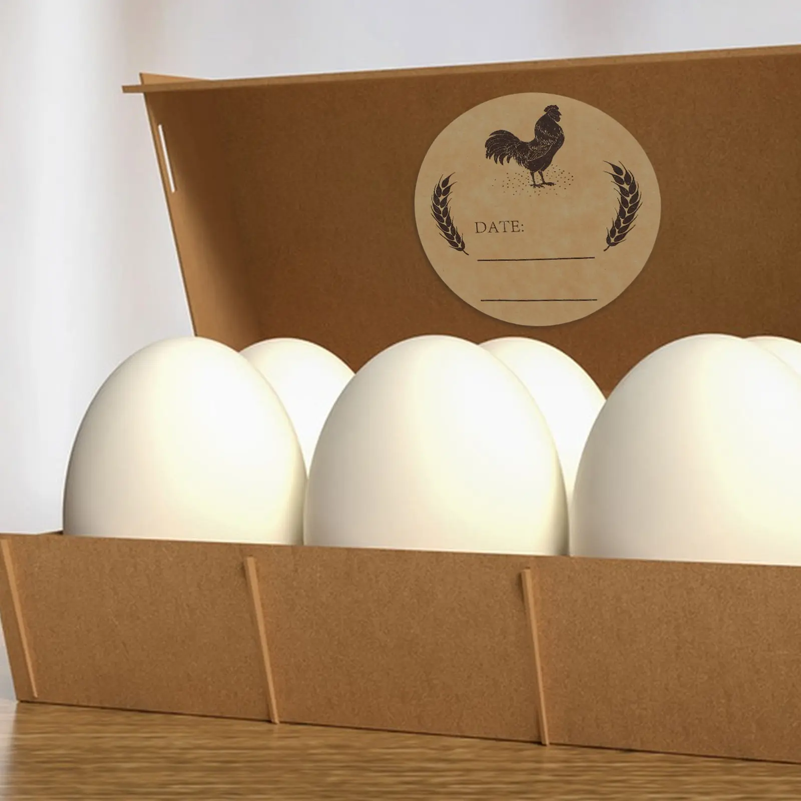 1 Roll Round Kraft Paper Chicken Egg Carton Labels Self Adhesive Write on Stickers Packaging Egg Carton Kraft Labels