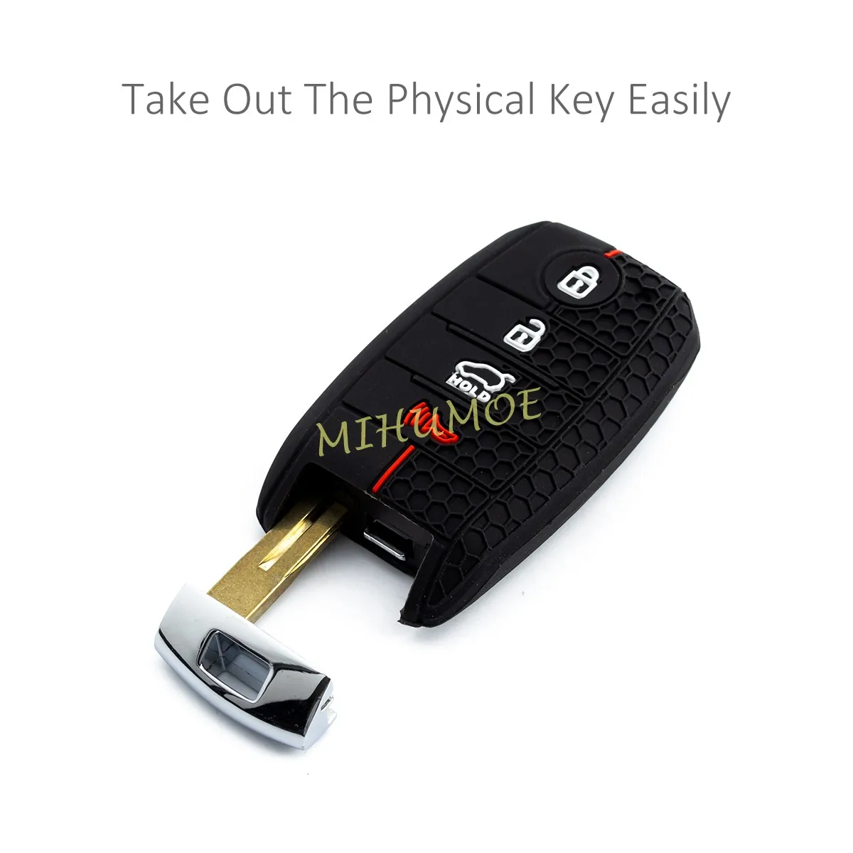 لكيا أوبتيما سبورتاج سورينتو سول نيرو 2017 2018 2019 البعيد فوب شل غطاء سلسلة سيليكون حافظة مفاتيح السيارة 4 أزرار أسود #5