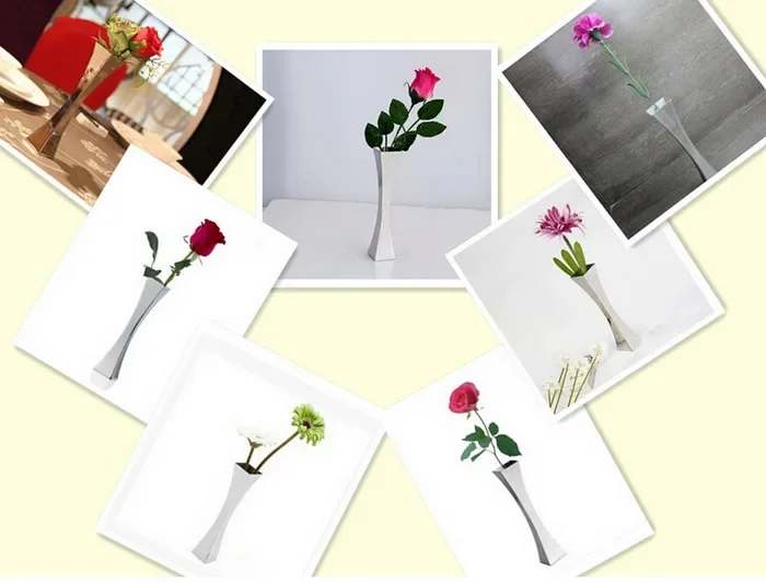 Europe Style Stainless Steel Square Vase Desktop Flower Bottle Single Metal Vase Nordic Style Home Decor Nordic Vase