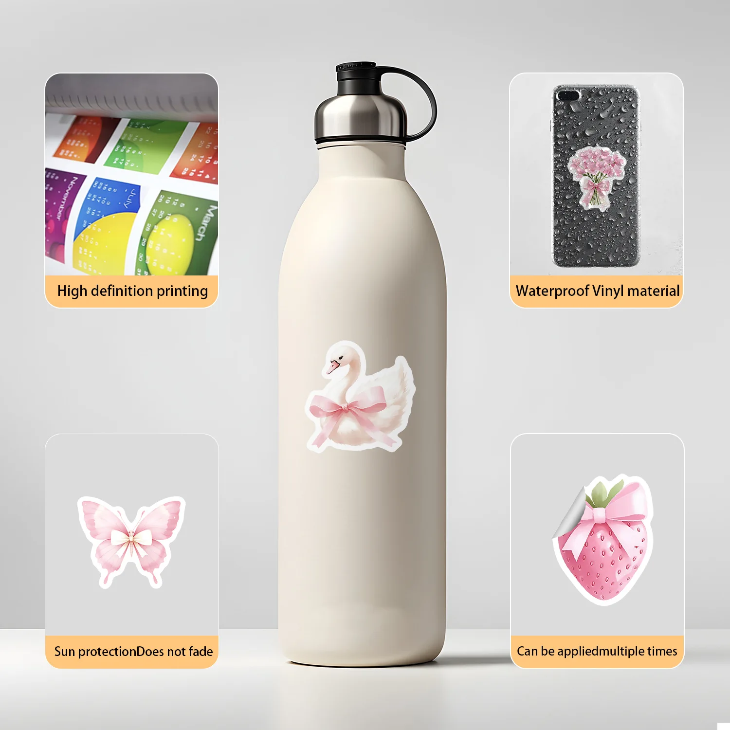 50 個水彩ピンク装飾ステッカー INS スタイル落書きおもちゃ女の子ギフト DIY デカールラップトップギター車バイク漫画ステッカー