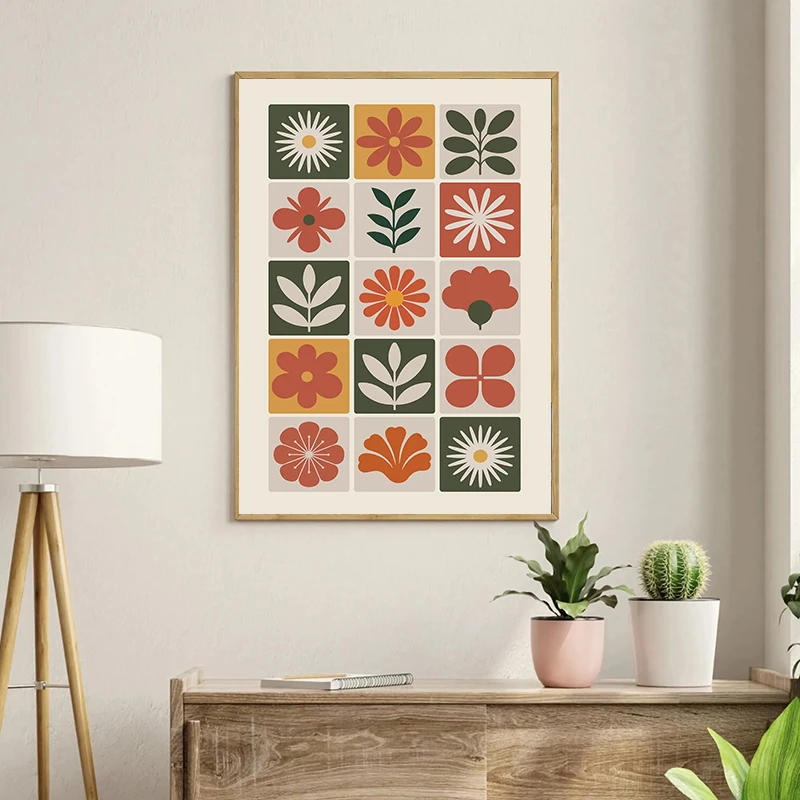 Scandinavian Art Floral Coloful Flower Vase Poster Bohemian Canvas Painting Print Nordic Wall Home Decor Cuadros