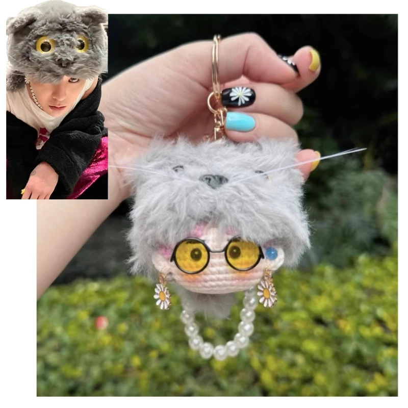 

Вязаный крючком G-дракон ручной работы, круглая подвеска-ключ зоа-гуманоида и подвеска-сумка, вязаная крючком кукла из шерсти GD, подарок-сюрприз