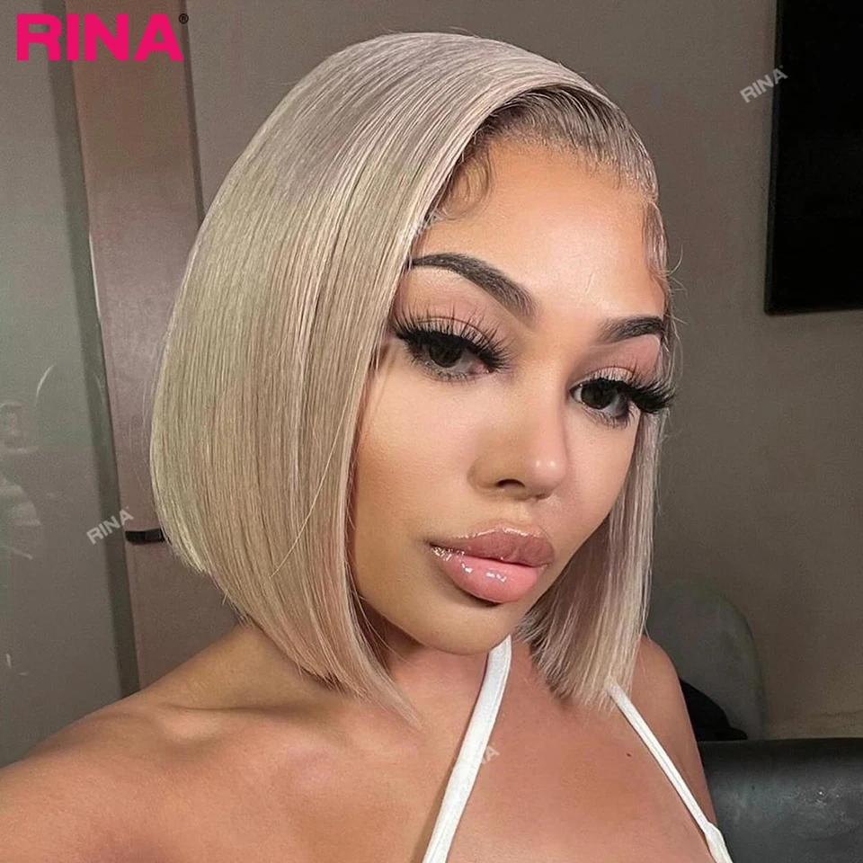 

Ash Blonde 13x4 Straight Lace Front Wig Peruvian Hair Bob Lace Front Wigs Short Bob Wig 100% Human Hair Frontal Wig For Women