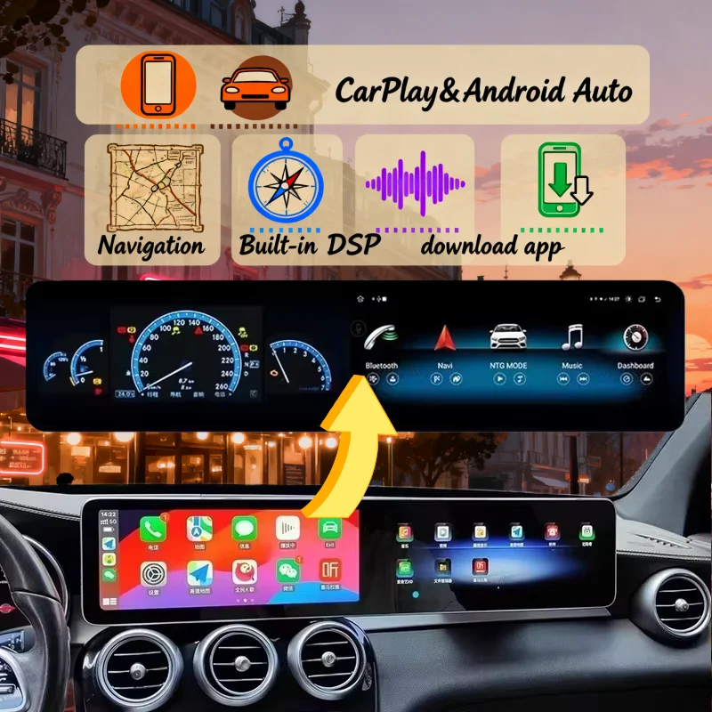 Dual Screen Car Radio Multimedia Video Stereo  Player For Mercedes Benz GLA CLA Class X156 C117 2013-2018 Android Gps Navigation