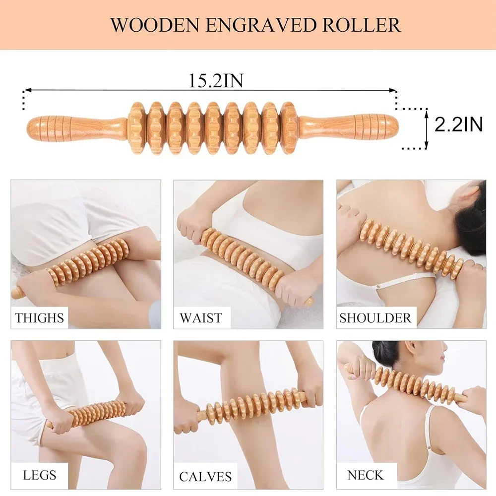 Wooden Massager Wood Therapy Massage Tools Maderoterapia Kit for Lymphatic Drainage,Muscle Release,Anti-Cellulite,Body Sculpting