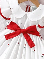 2025 Summer New Girls Infant Floral Print Dress Breathable Baby Princess Dress 0-3 Years Cool Short Sleeve Outfit 2