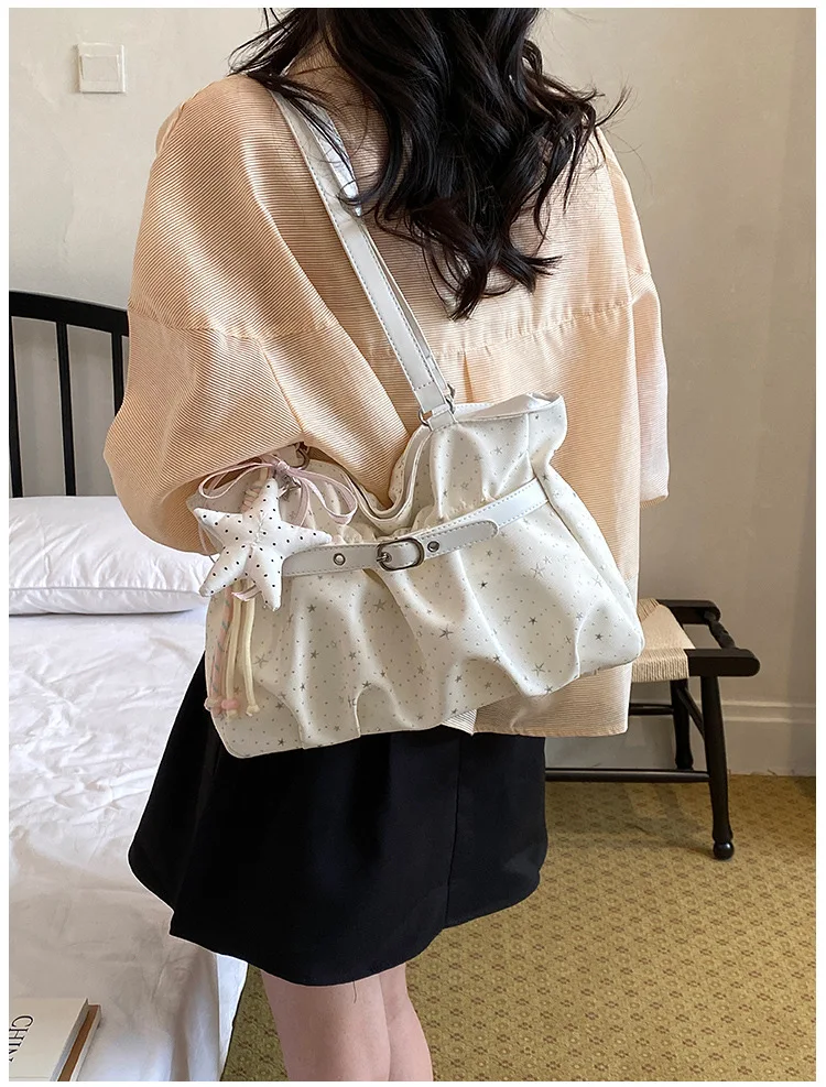 Women Shoulder Bag Fashion Large Capacity PU Tote Bag Korean Style Crossbody Bag Casual Portable Underarm Pouch Soft Handbag