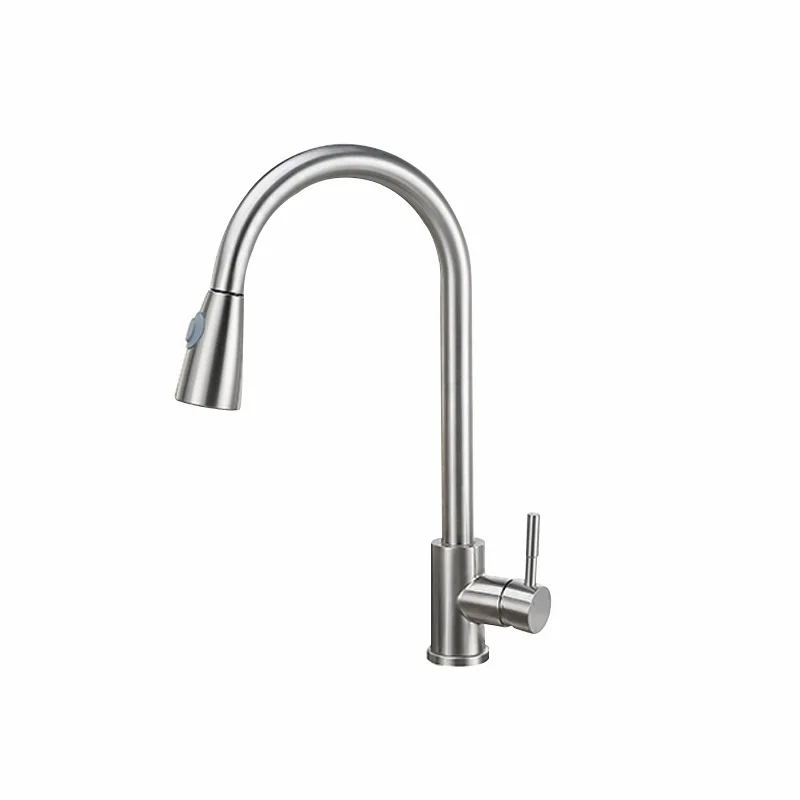 GEGVE 304 Stainless Steel Pull Out Spout Kitchen Faucet Rotatable Faucets Black Mixer Hot and Cold Water Taps Sprayer Brushed