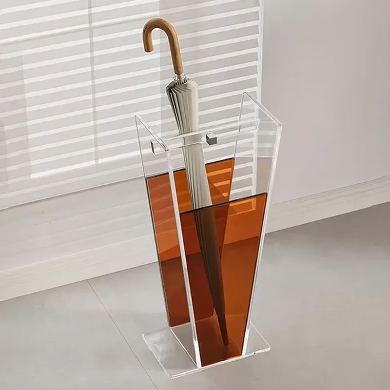 Modern Acrylic Umbrella Stand with Gradient Orange Finish for Home Office Porch Storage Rack Holder for Walking Sticks and