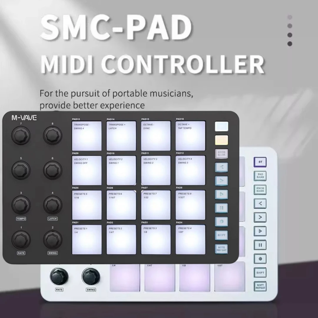 حزمة التحكم M-VAVE Pro MIDI: SMK-25 mini/SMK-37/SMK-25 II/SMC-PAD/SMC-Mixer |   25 مفتاح + وسادات 16RGB + 8 مقابض |   طقم داو لاسلكي/USB