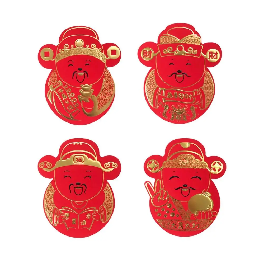 8pcs/set Chinese Style Red Envelope Paper God of Wealth Lucky Money Bag Cartoon Blessing Hongbao Spring Festival Envelopes