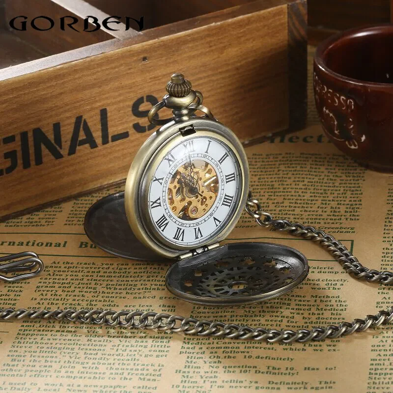 15 New Fashion Styles Vintage 1Pcs Pocket Watch with Chain Metal Hollow Cute Carving Pattern Pendant Chain Clock Birthday Gift