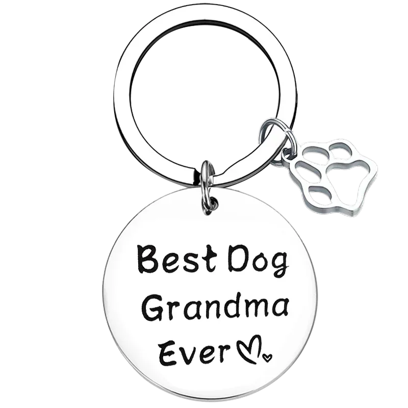 Dog Grandma Gift Key Chain Ring Dog Paw Print keychains pendant Best Dog Grandma Ever Gift