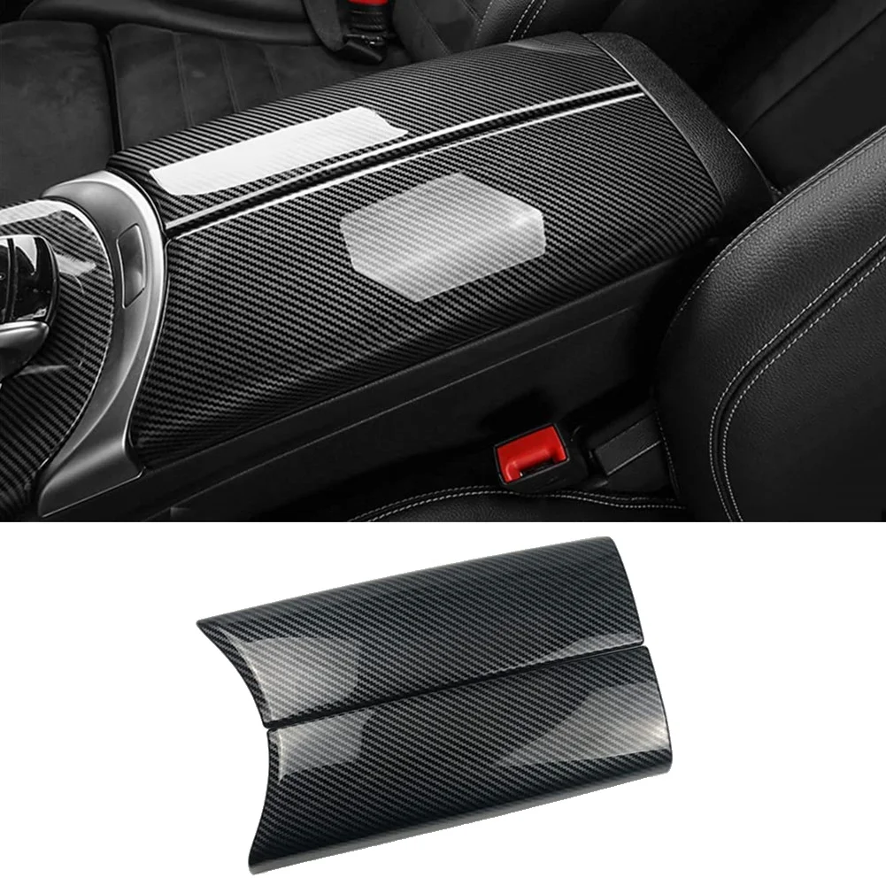 For Mercedes-Benz (C W205 / GLC X253) Carbon Fiber Color Car Interior Center Console Armrest Box Trim Protect Cover