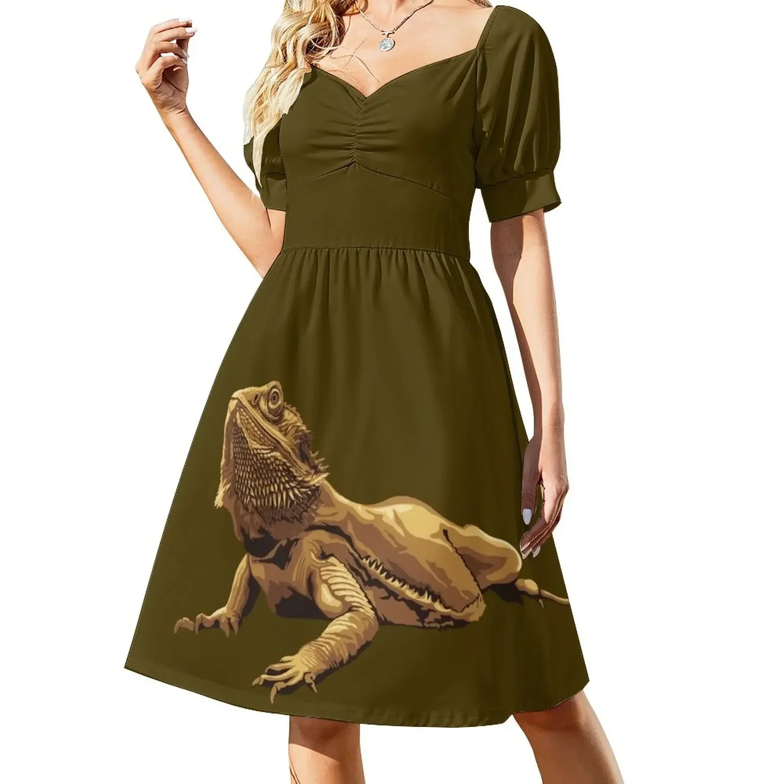 

Bearded dragon illustration Sleeveless Dress Beachwear dress women summer Dress