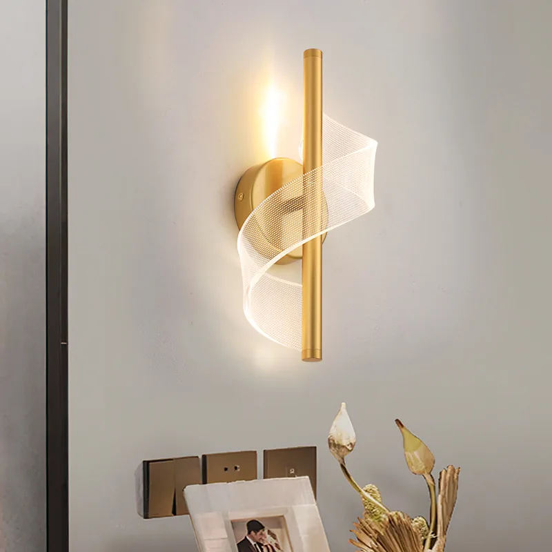 

Nordic acrylic gold LED wall lamp decor indoor lighting living room light luxury bedside wall lamps corridor balcony Fixtures