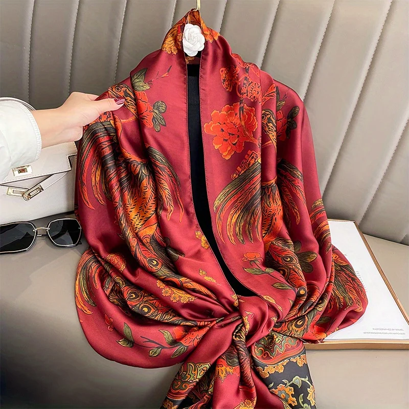 2024 New Luxury Brand Silk Scarf Women Animal Print Muffler Shawls Wraps Scarves Hijab Bufanda Foulard Female Bandana 180*90cm