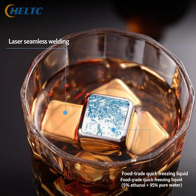 Stainless Steel Ice Cube Set Quick Cooling Metal  Rocks Reusable Non Melting for Iced Wine Summer Parties