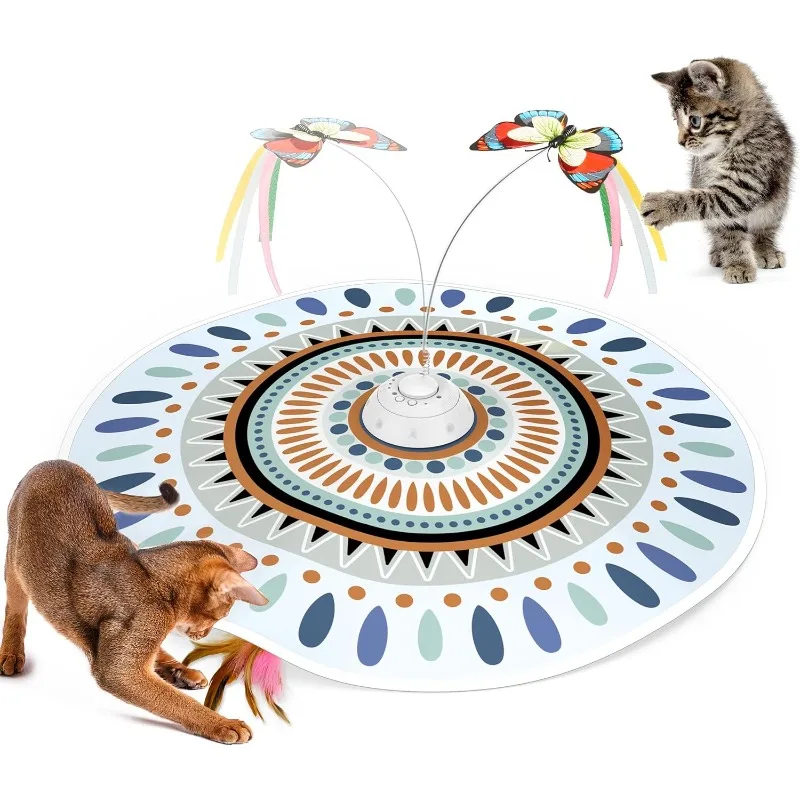 

Cat Toys Chargeable, 3in1 Hide and Seek for Kittens, Interactive Automatic Play, Fluttering Butterfly, Moving Wand Feat