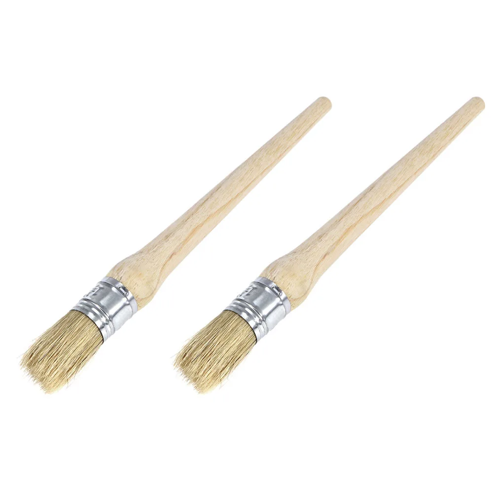

2Pcs Round Head Oil Paint Brush Wood Handle Professional Painting Brush for Acrylic Varnishes Oil Artworks Practical Paint