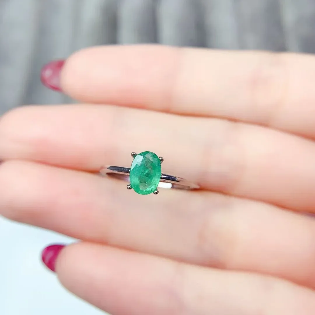 Fashion Designer Design Natural Emerald S925 Sterling Silver Ring Luxury Fashion Jewelry The Perfect Elegant Gift