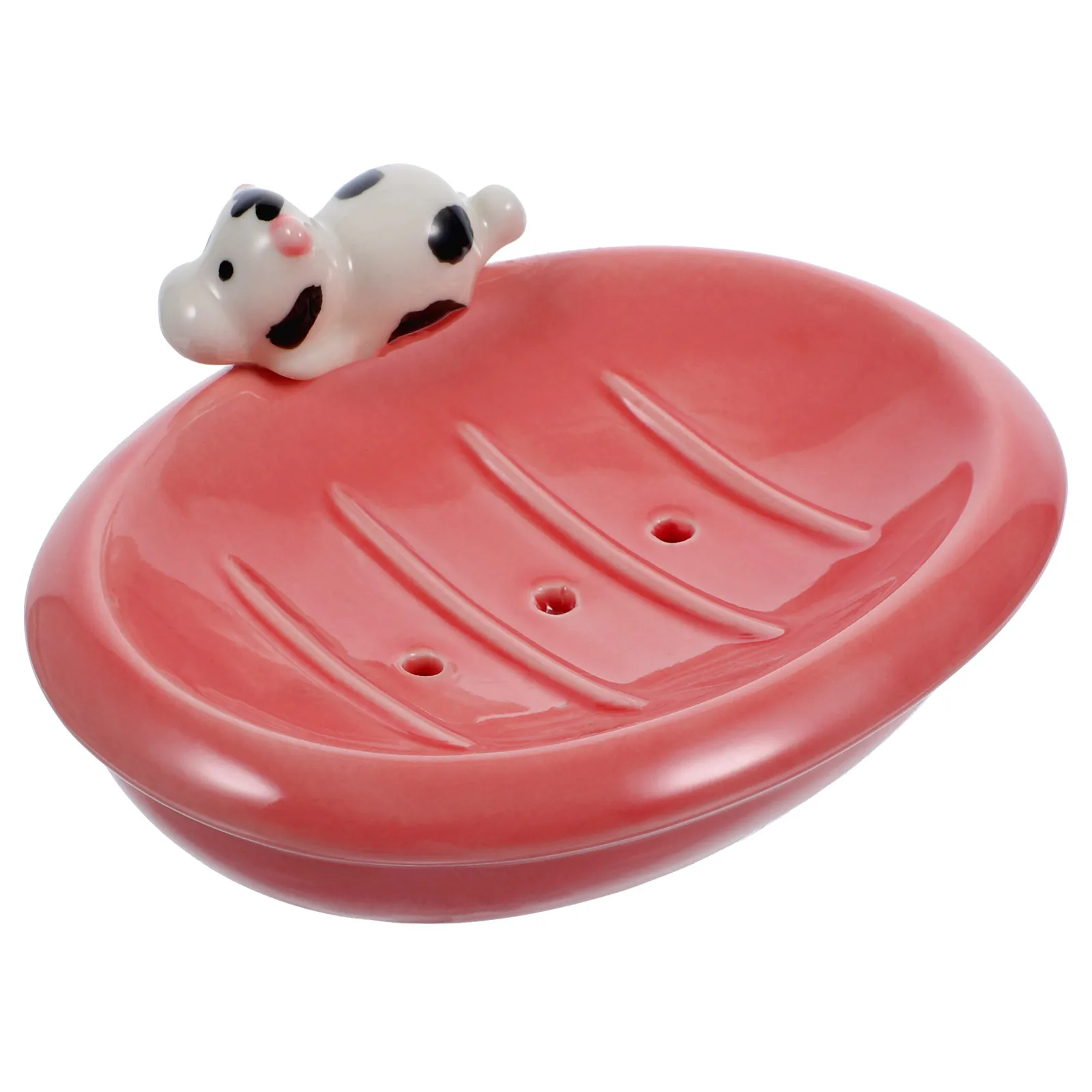 Adorable Ceramic Soap Holder Premium Drainage Structure Suitable for Home Hotel Laundry Small Soap Box Countertop Storage