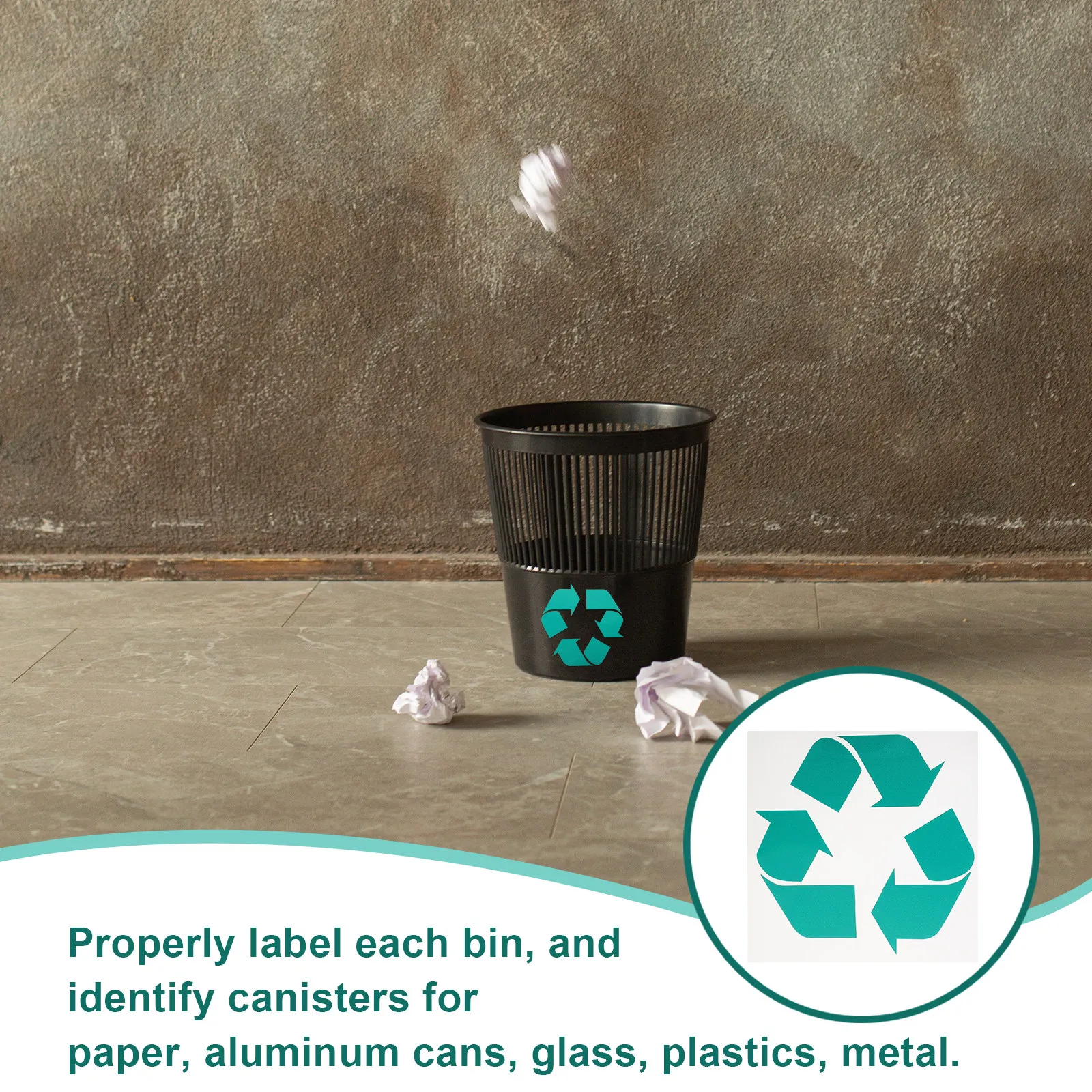 

4Pcs Recycle Stickers Recyclable Sign Labels for Bins Containers Garbage Cans Windows Walls Doors Outdoor Indoor