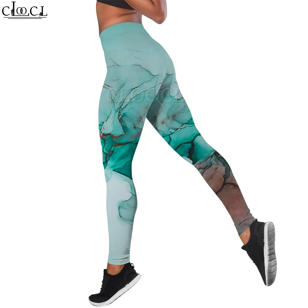 CLOOCL Women Legging Green Texture 3D Printed Trousers Female for Outdoor Workout Push Up Stretchy Legging High Waist Pants