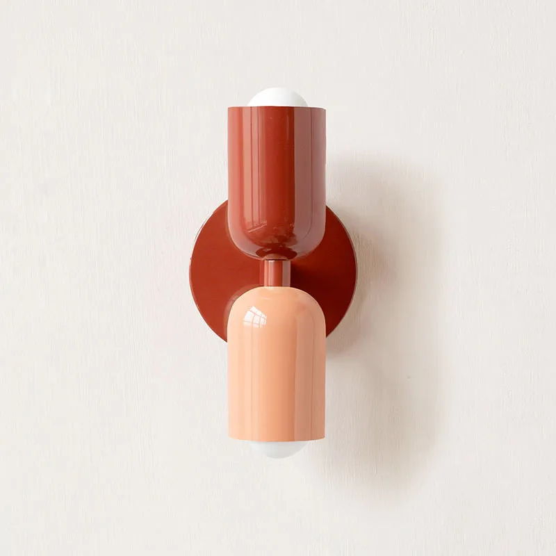 

Colorful Double Head Wall Lamp Modern Minimalist Nordic Children Bedside Lamp Aisle Living Background Wall Light Room Decor