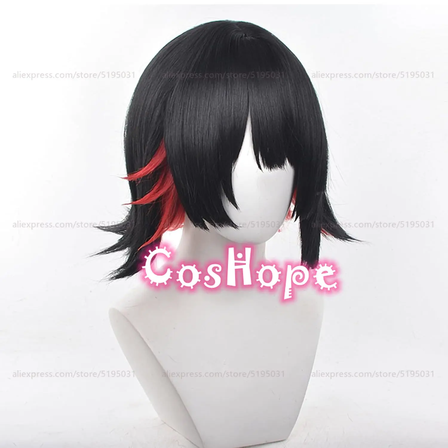 ZZZ Ellen Joe Cosplay 35cm Short Black Red Mixed Wig Cosplay Anime Cosplay Wigs Heat Resistant Synthetic Wigs Halloween