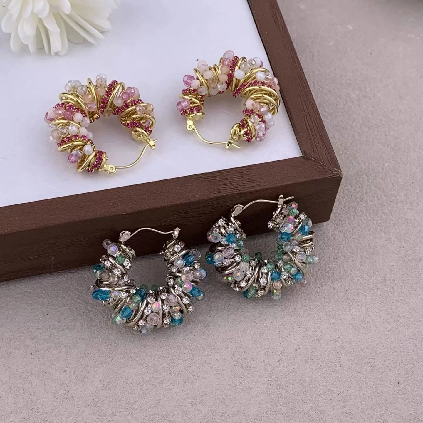 Trendy Vintage Crystal zircon winding earrings for women's girl gift Party  Jewelry  accessory