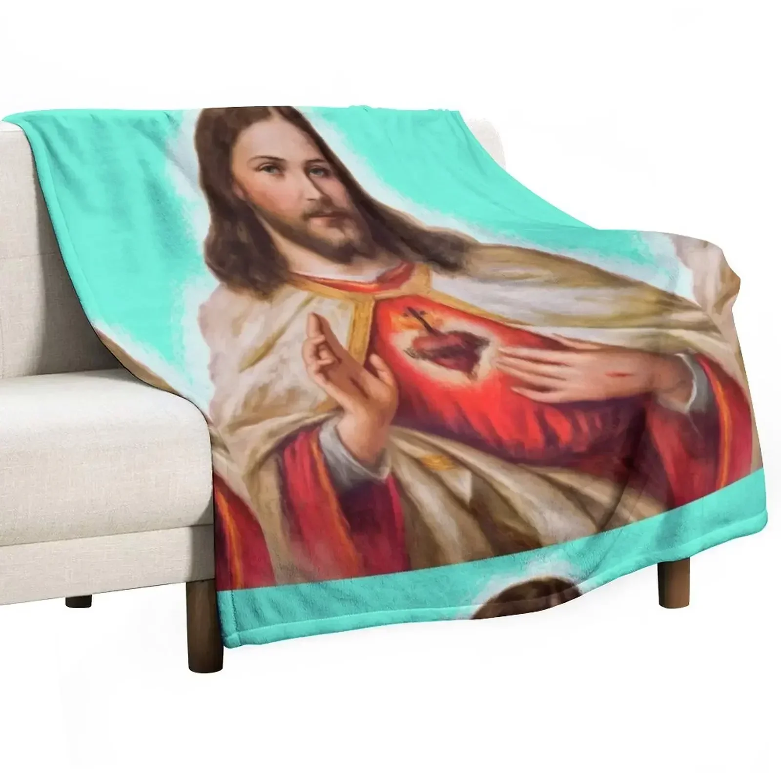 Jesus Christ painting | Jesus Christ | marry Christmas | Jesus Christ Sacred Heart Throw Blanket