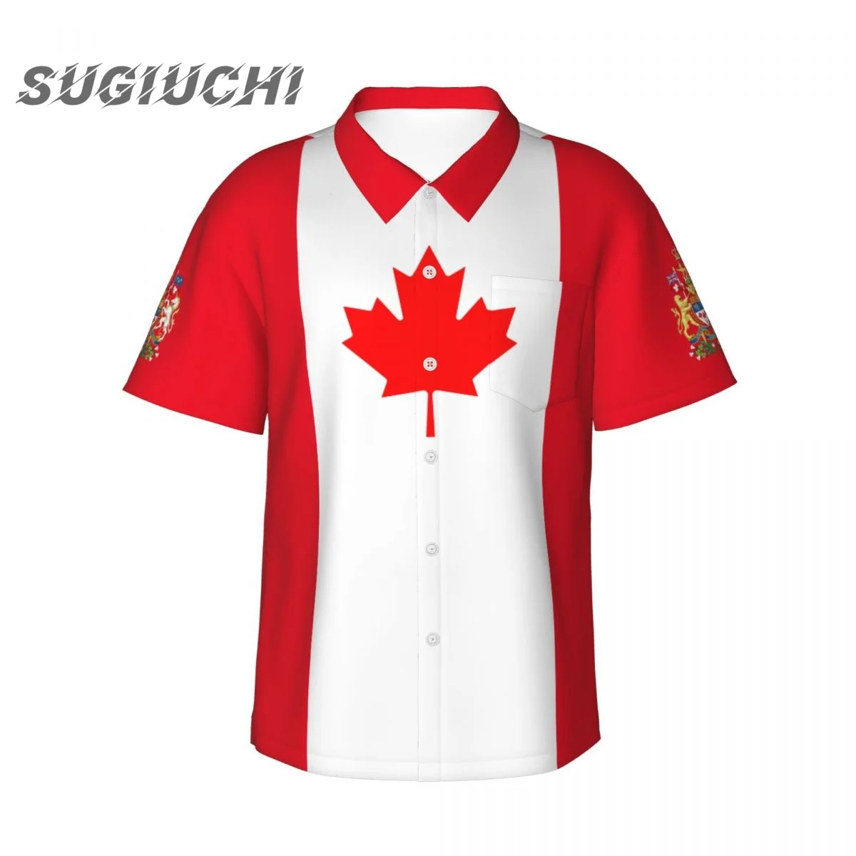 

Flag Of CANADA CA 3D Hawaiian Shirts for Men Short Sleeve Beach Shirt Floral Summer Casual Button Down Clothes