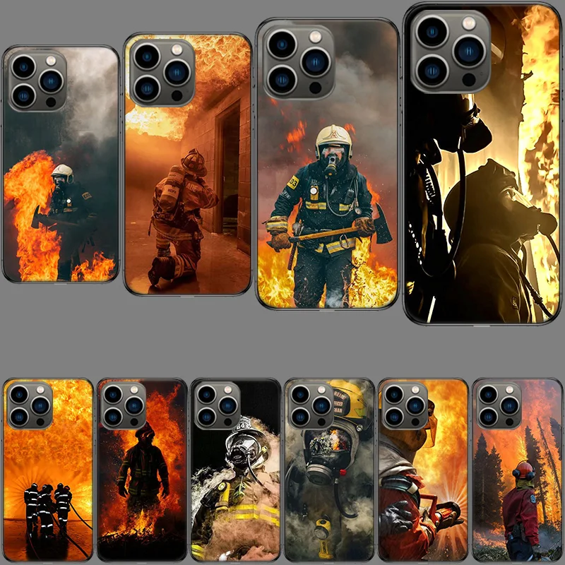 Firefighter Heroes Fireman Phone Case For Apple Iphone 15+ 14 Plus 16 Pro Max 12 13 Mini 11 Pro X XS Max XR Cover Shell Coque