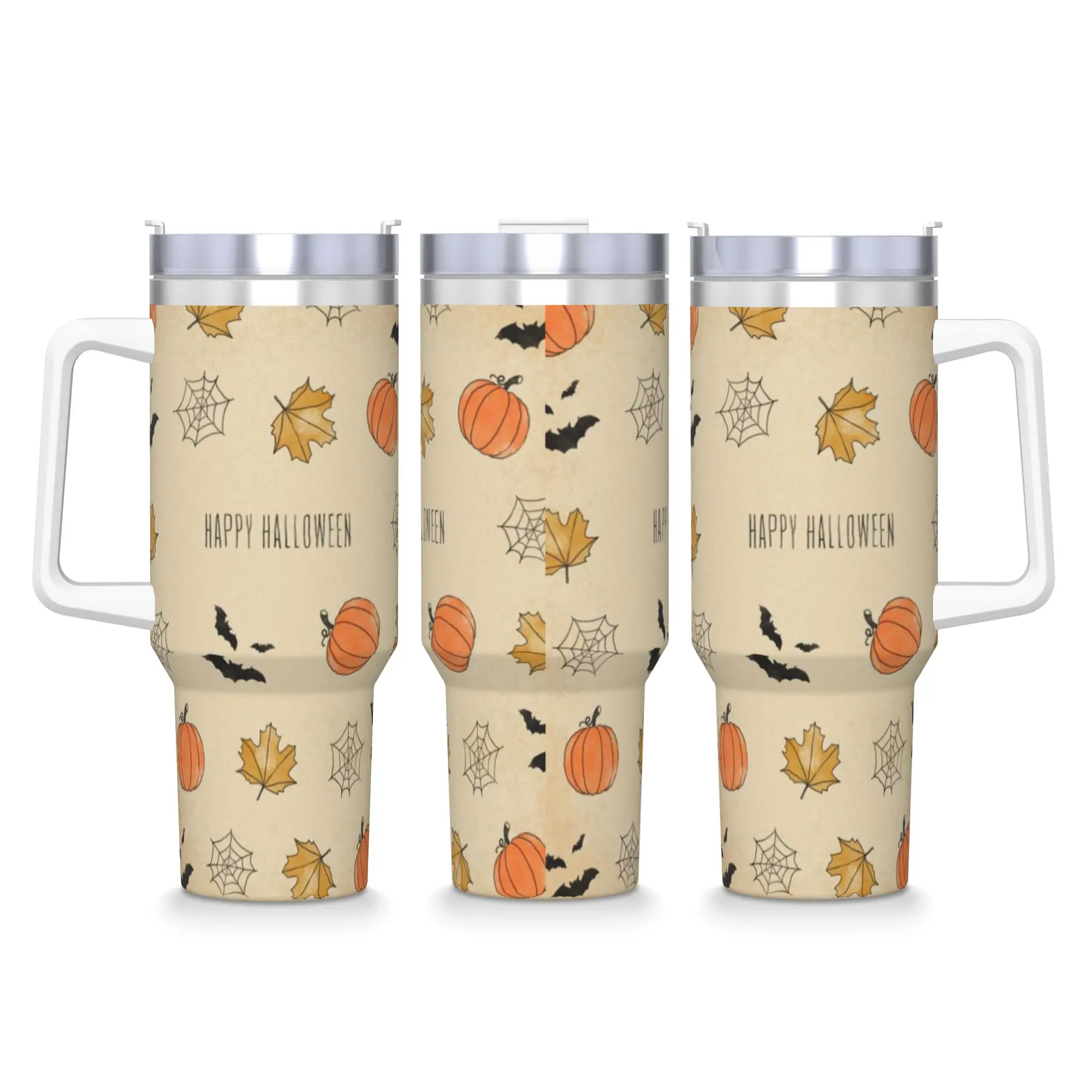 Watercolor Pumpkin Patch Halloween Stainless Steel Tumbler  Beach Car Mugs Large Capacity Coffee Hot Milk Tea Water Bottle