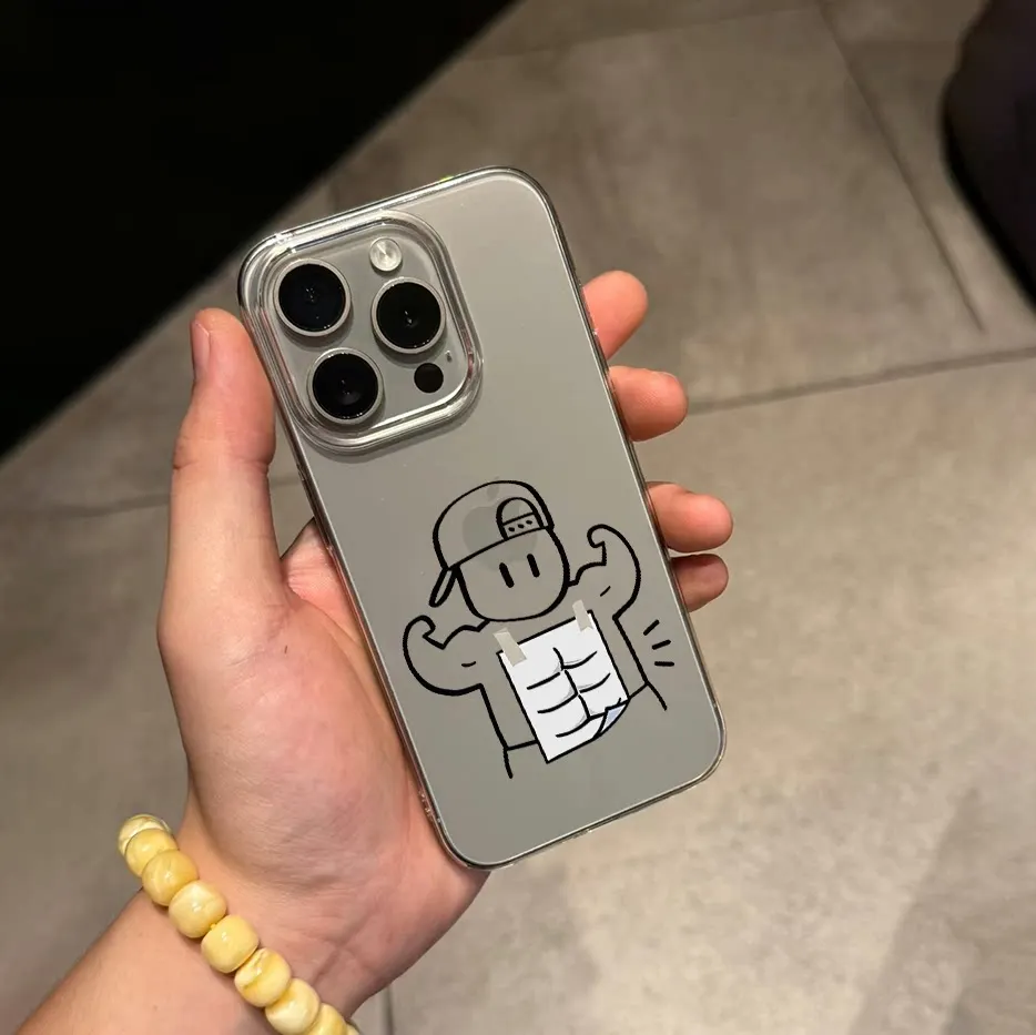 Ins Creative Show Muscle Sketches Phone Case For iPhone 17 Air 16 Pro Max 15 14 Plus 13 12 11 Pro Shockproof Silicone Back Cover