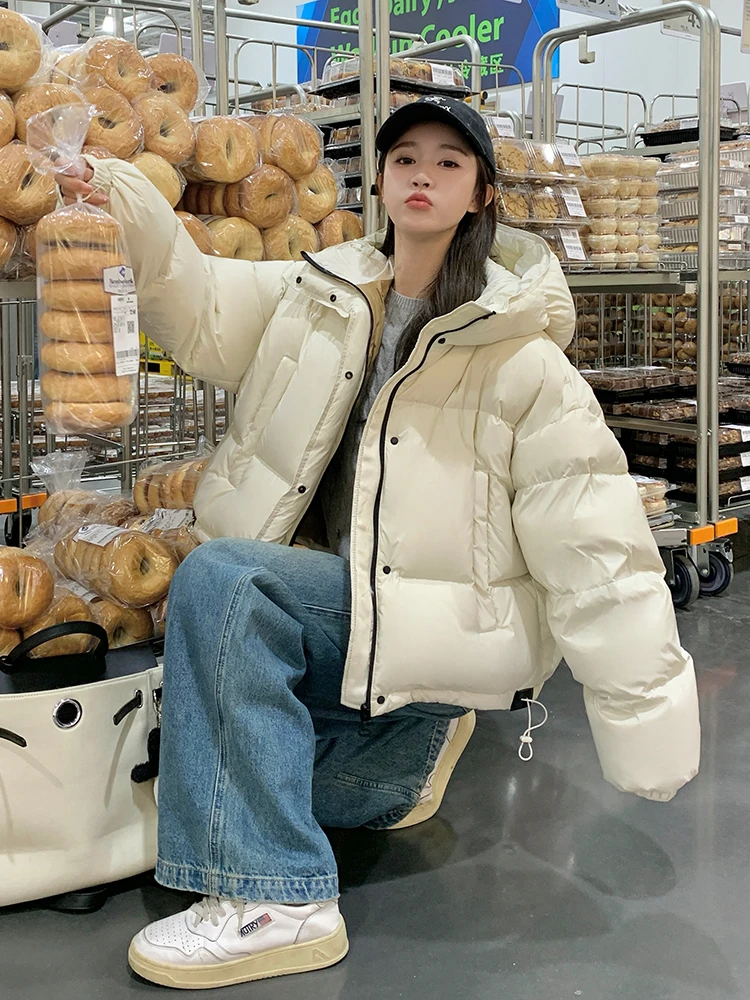 Bianco Thiened ort giù Jaet donna inverno 2023 nuova taglia piccola LULU Kendall Jenner Sle pane cappotto versione coreana