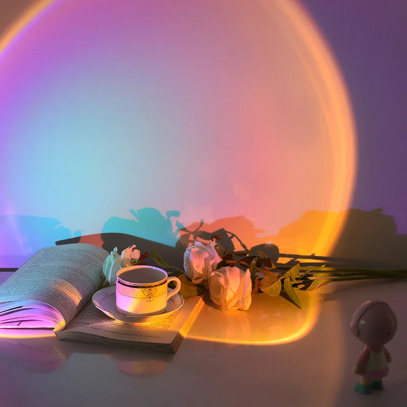 Selected Sunset Sunset Light Robot Little Pretty Girl Rainbow Sunset Projection Lamp Sunset Light Small Night Lamp