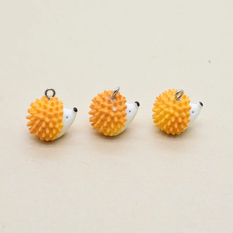 10pcs Kawaii 3D Small Hedgehog Resin Charms Lovely Animal Pendant For Earring Keychain Diy Crafts Jewelry Making