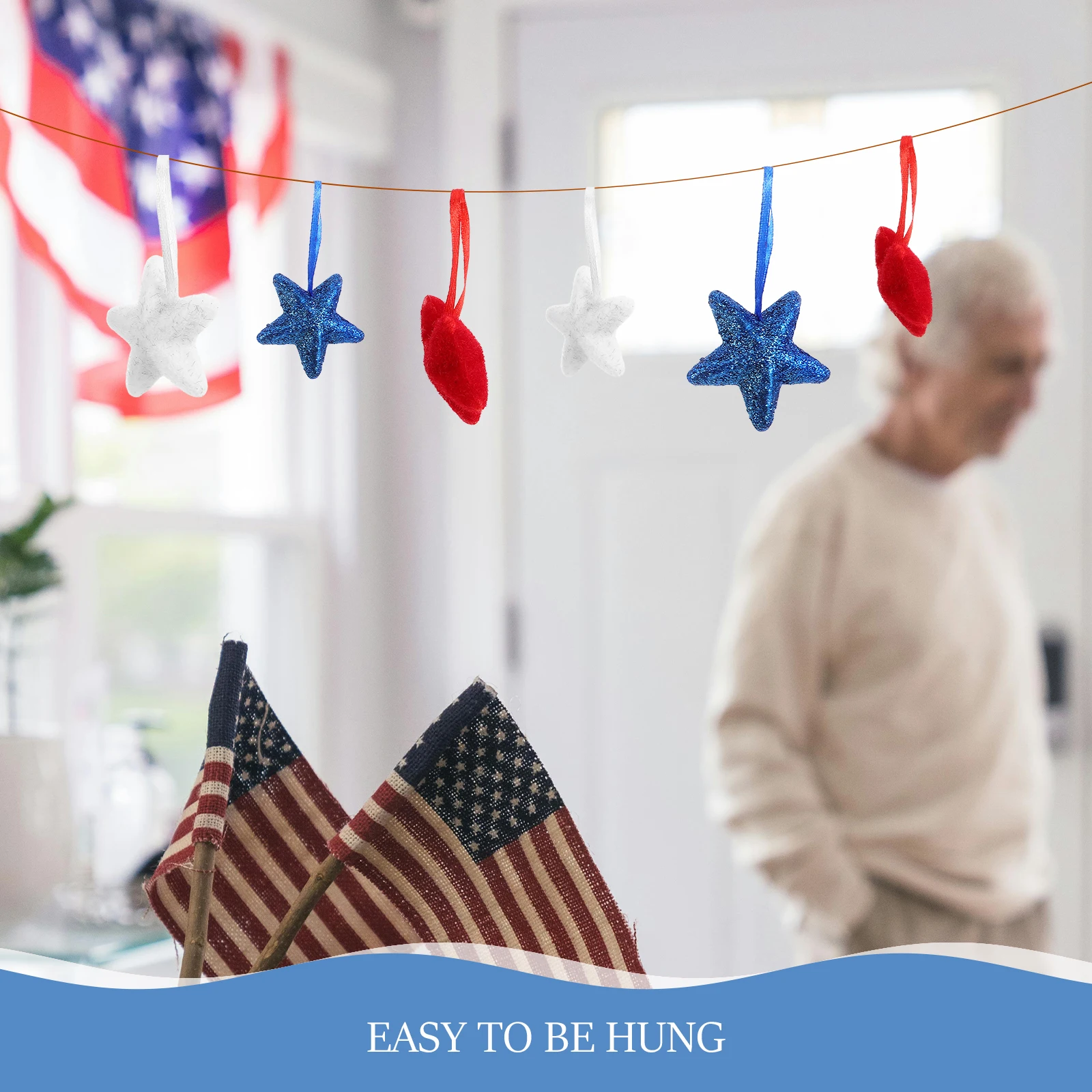 

9Pcs Independence Day Patriotic Star Pendant Red White Blue Hanging Decorations for 4th of July Memorial Day