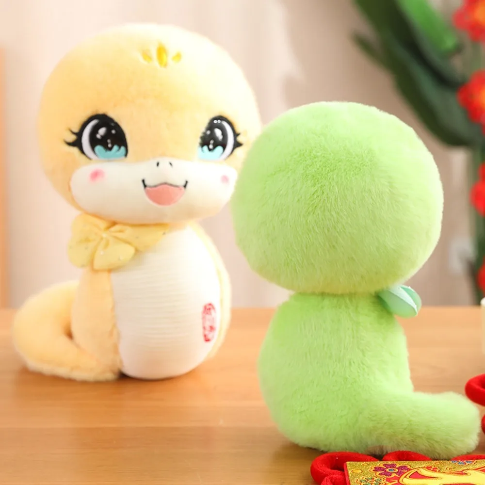 Bowknot Snake Year Plush Toy Big Eyes Stuffed Animal Snake Year Mascot Toy Soft Cute Lucky Snake Doll Plushies Children