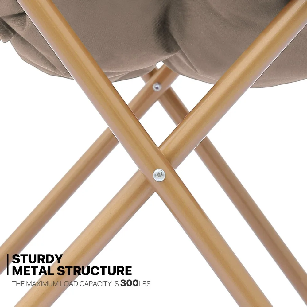 Chaise pliante avec soucoupe en fausse fourrure douce, siège lunaire confortable et surdimensionné avec rembourrage