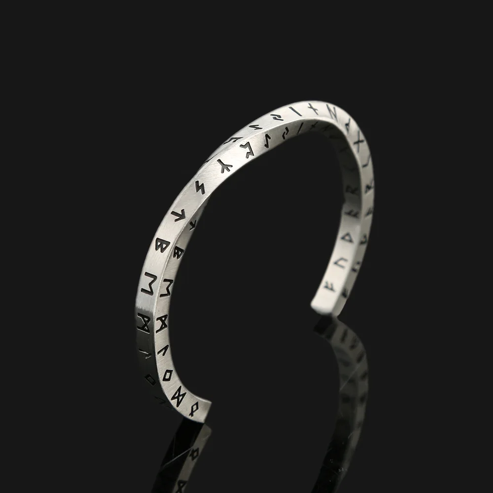 

Trendy Charm Nordic Futhorc Twist Cuff Bangles for Men Women Stainless Steel Retro Viking Runes Bracelets Jewelry Gift Wholesale