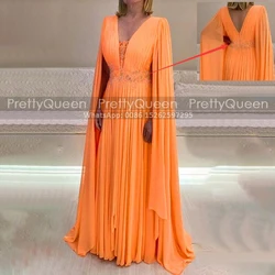 A Line Cloak Mother of the Bride Dresses Appliques Plunging Neck V Back Customized Chiffon Plus Size Long Wedding Party Dress