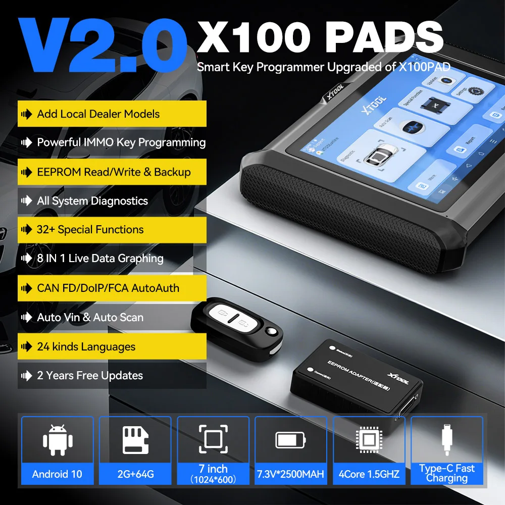 Picture 4: XTOOL X100 PADS Auto IMMO Key Programming Tool Car OBD2 Scanner All System Diagnostic Tool with 32 Resets Key Programmer Add Key
