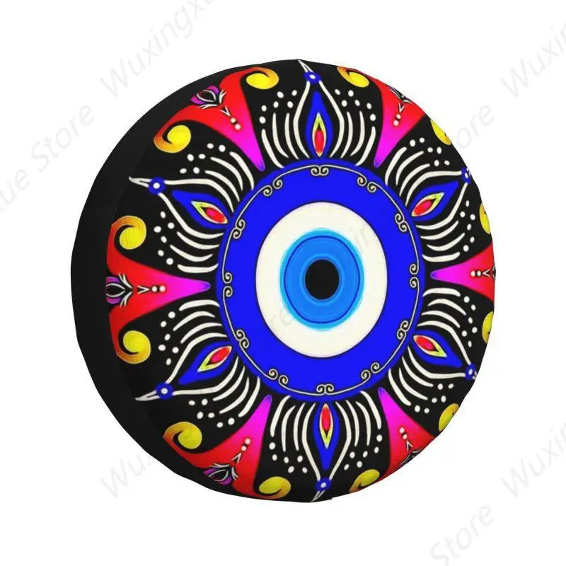 Custom Mediterranean Evil Eye Spare Tire Cover for Honda CRV Turkish Amulet Culture 4WD 4x4 RV Car Wheel Protector 14