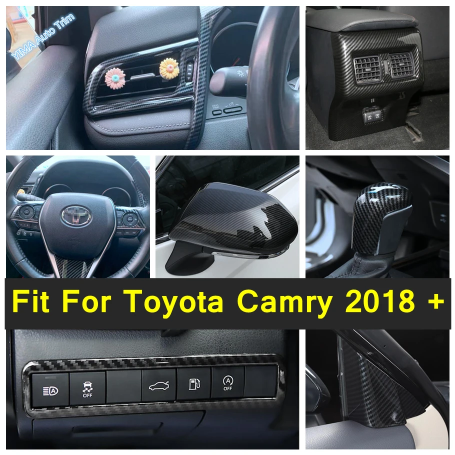 

Carbon Fiber Look Auto Door Side Wing / Rearview Mirror / Air AC Outlet Cover Trim Car Accessories For Toyota Camry 2018 - 2023